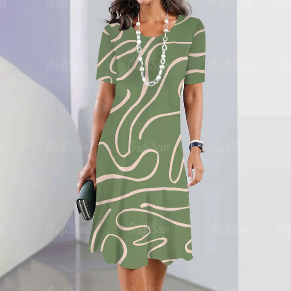 Elegant Striped Printed Casual Women’s Dresses Y2K Fashion